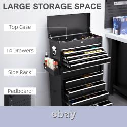 Rolling Tool Chest Lockable Roller Cabinet 14 Drawers Red