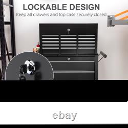 Rolling Tool Chest Lockable Roller Cabinet 14 Drawers Red