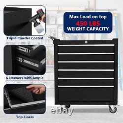 Rolling Tool Chest Metal Tool Box with Wheels Tool Cabinet 6 Drawers Tool Cart