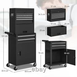 Rolling Tool Chest with 6 Drawers, 3-in-1 Tool Cabinet with Wheels