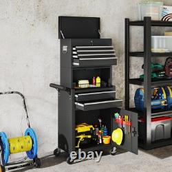 Rolling Tool Chest with 6 Drawers, 3-in-1 Tool Cabinet with Wheels, Black