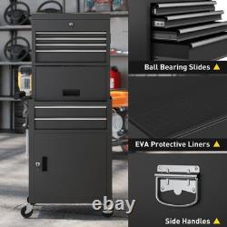 Rolling Tool Chest with 6 Drawers, 3-in-1 Tool Cabinet with Wheels, Black