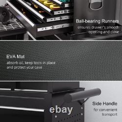 Rolling Tool Storage Chest Lockable Cabinet 14Drawers Compartment Side Pegboard