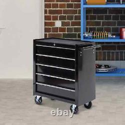 Rolling Toolbox 5 Drawers Lockable Storage Tool Cabinet Chest on Casters Black