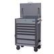 Sgs 28in 6 Drawer Roller Cabinet, Tool Box On Wheels Lid Top & Side Trays Metal