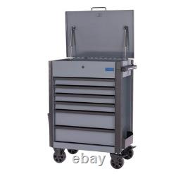 SGS 28in 6 Drawer Roller Cabinet, Tool Box on Wheels Lid Top & Side Trays Metal