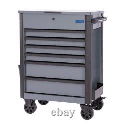 SGS 28in 6 Drawer Roller Cabinet, Tool Box on Wheels Lid Top & Side Trays Metal