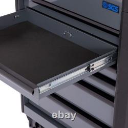 SGS 28in 6 Drawer Roller Cabinet, Tool Box on Wheels Lid Top & Side Trays Metal