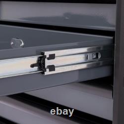 SGS 28in 6 Drawer Roller Cabinet, Tool Box on Wheels Lid Top & Side Trays Metal