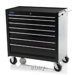 SGS 36in Pro 7 Drawer Tool Cabinet Side Handle, Smooth Sliders, Steel with Wheels