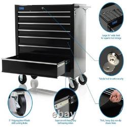 SGS 36in Pro 7 Drawer Tool Cabinet Side Handle, Smooth Sliders, Steel with Wheels