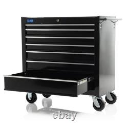 SGS 36in Pro 7 Drawer Tool Cabinet Side Handle, Smooth Sliders, Steel with Wheels