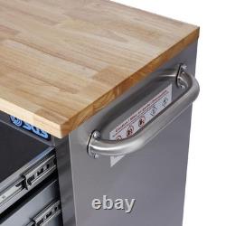 SGS 48in Stainless Steel 4 Drawer Workbench Tool Chest Cabinet Wheels & Handle