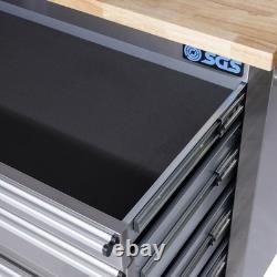 SGS 48in Stainless Steel 4 Drawer Workbench Tool Chest Cabinet Wheels & Handle