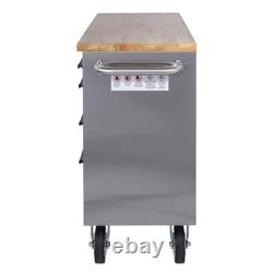 SGS 48in Stainless Steel 4 Drawer Workbench Tool Chest Cabinet Wheels & Handle