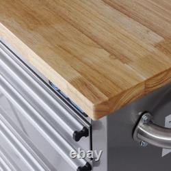 SGS 48in Stainless Steel 4 Drawer Workbench Tool Chest Cabinet Wheels & Handle