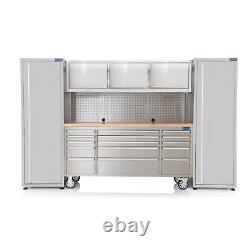 SGS Stainless Steel 15 Drawer Work Bench 3 Upper Cabinets & 2 Side Cabinets