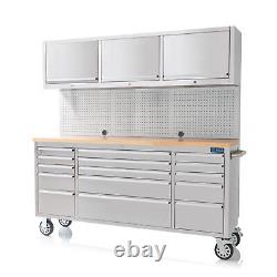 SGS Stainless Steel 15 Drawer Work Bench 3 Upper Cabinets & 2 Side Cabinets