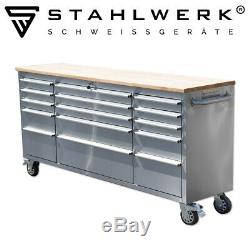 STAHLWERK workshop trolley tool cart chest box roller 9 drawers 6 big drawers