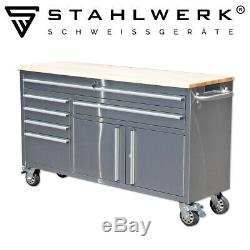 STAHLWERK workshop trolley tool cart chest box roller with 6 drawers 2 doors