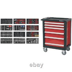 Sealey 6 Drawer Roller Cabinet and 298 Piece Hand Tool Kit Black / Red