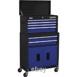 Sealey 6 Drawer Top Chest and Tool Roller Cabinet Combination Black / Blue