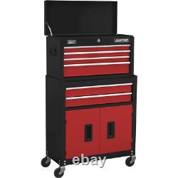 Sealey 6 Drawer Top Chest and Tool Roller Cabinet Combination Black / Red