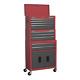 Sealey Ap2200bbstack Tool Box Topchest, Mid-box & Rollcab 9 Drawer Stack Red