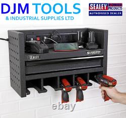 Sealey AP22SRBE 560mm Power Tool Storage Rack with Drawer/Power Strip