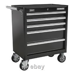 Sealey AP33459B Rollcab 5 Drawer Tool Box Storage Cabinet Heavy Duty Black