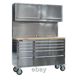 Sealey AP5520SS Mobile Stainless Steel Tool Cabinet 10 Drawer with Backboard & 2