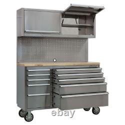 Sealey AP5520SS Mobile Stainless Steel Tool Cabinet 10 Drawer with Backboard & 2
