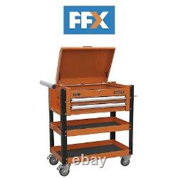 Sealey AP760MO Heavy-Duty Mobile Tool Parts Trolley 2 Drawers Lockable Top Orang