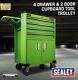 Sealey Ap980mthv Hi-viz Mobile Tool Trolley Cart, 4 Drawers & 2 Door Cupboard
