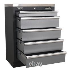 Sealey APMS59 Modular 5 Drawer Floor Cabinet 680mm Garage Workshop Tool Storage