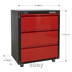 Sealey APMS82 Modular 3 Drawer Floor Tool Cabinet Storage Box with Worktop 665mm