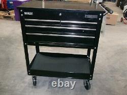 Sealey Heavy Duty Mobile Tool & Parts Trolley 4 Drawers & Lockable Top Black