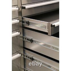 Sealey Mobile Stainless Steel Tool Cabinet 10 Drawer Backboard & 2 Wall Cupboard