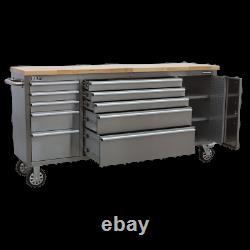 Sealey Mobile Stainless Steel Tool Cabinet 10 Drawer & Cupboard 1 Year Warranty