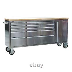 Sealey Mobile Stainless Steel Tool Cabinet 10 Drawer & Cupboard AP7210SS