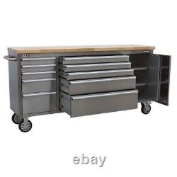 Sealey Mobile Stainless Steel Tool Cabinet 10 Drawer & Cupboard AP7210SS