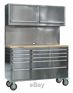 Sealey Mobile Stainless Steel Tool Cabinet 10 Drawer with Backboard
