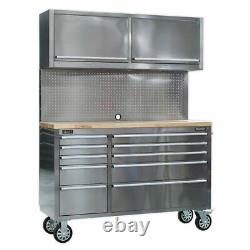 Sealey Mobile Stainless Steel Tool Cabinet 10 Drawer with Backboard