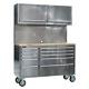 Sealey Mobile Stainless Steel Tool Cabinet 10 Drawer With Backboard & 2 Wall