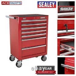 Sealey Red Tool Box Chest Cabinet Rollcab 7 Drawer with Ball Bearing Slides