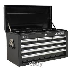 Sealey Topchest 6 Drawer with Ball Bearing Runners Black Tool Chest AP33069B