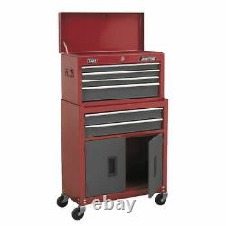 Sealey Topchest & Rollcab Combination 6 Drawer with B/B Runners Red/Grey
