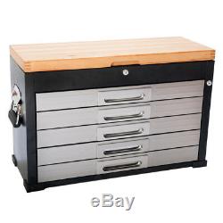 Seville Classics 5 Drawer Heavy Duty Timber Top Tool Box Garage Storage