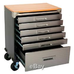 Seville Classics 6 Drawer Rolling Cabinet Workbench Hardwood Top Side 20264B