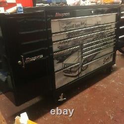 Snap on 55 Black Tool box Roll cab has black armour top, side drawer and cabinet